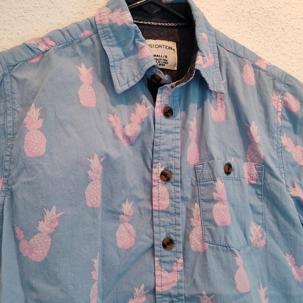 Distortion, Boys & Girls Button Down, Pineapples, Small/8
